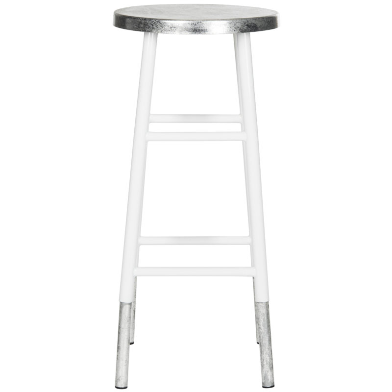Tabouret de bar et de comptoir Amiaha, Blanc, Tabouret de bar (assise de 30 po de hauteur), Argent