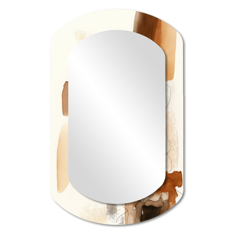 Marchese Canyon Ridge Explorations II - Liquid Ink Cylinder Unique Wall Mirror, Modern Asymmetrical Mirror, Printed Metal Art