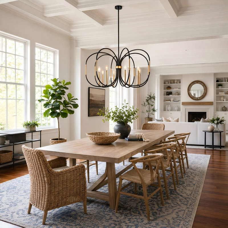 Aldrena 8-Light Oversized Dimmable Geometric Candle-Style Chandelier