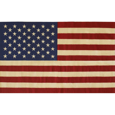 5x8 Coral Flat Weave Wool Stars Stripes Motif Geometric Modern Contemporary Carpet Rug