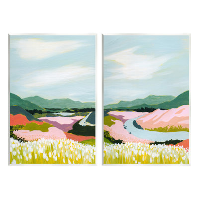 «Mountain Valley Meadow», ensemble de 2 plaques murales par Grace Popp