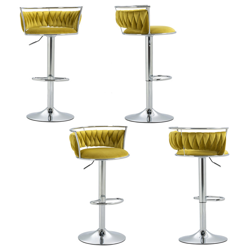 Christal Swivel Upholstered Adjustable Height Counter Stool, Olive Drab, Silver