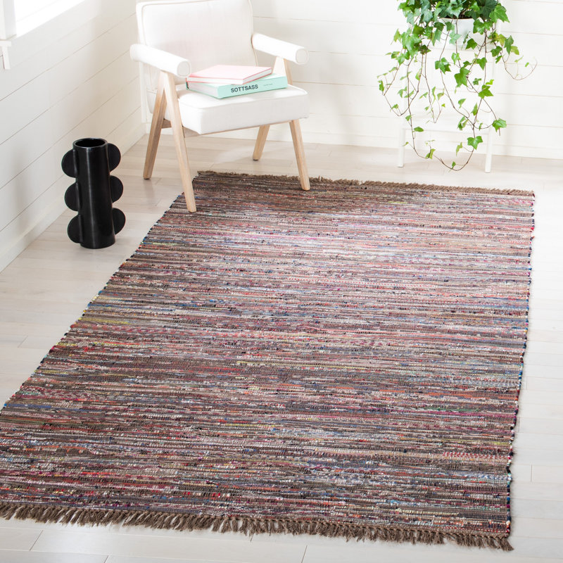 Bussard Rug Hand Woven Cotton Abstract Rug, Rectangle 10' x 14'