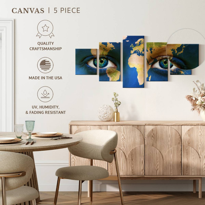 Carte du monde des yeux, H 42 po x l 92 po