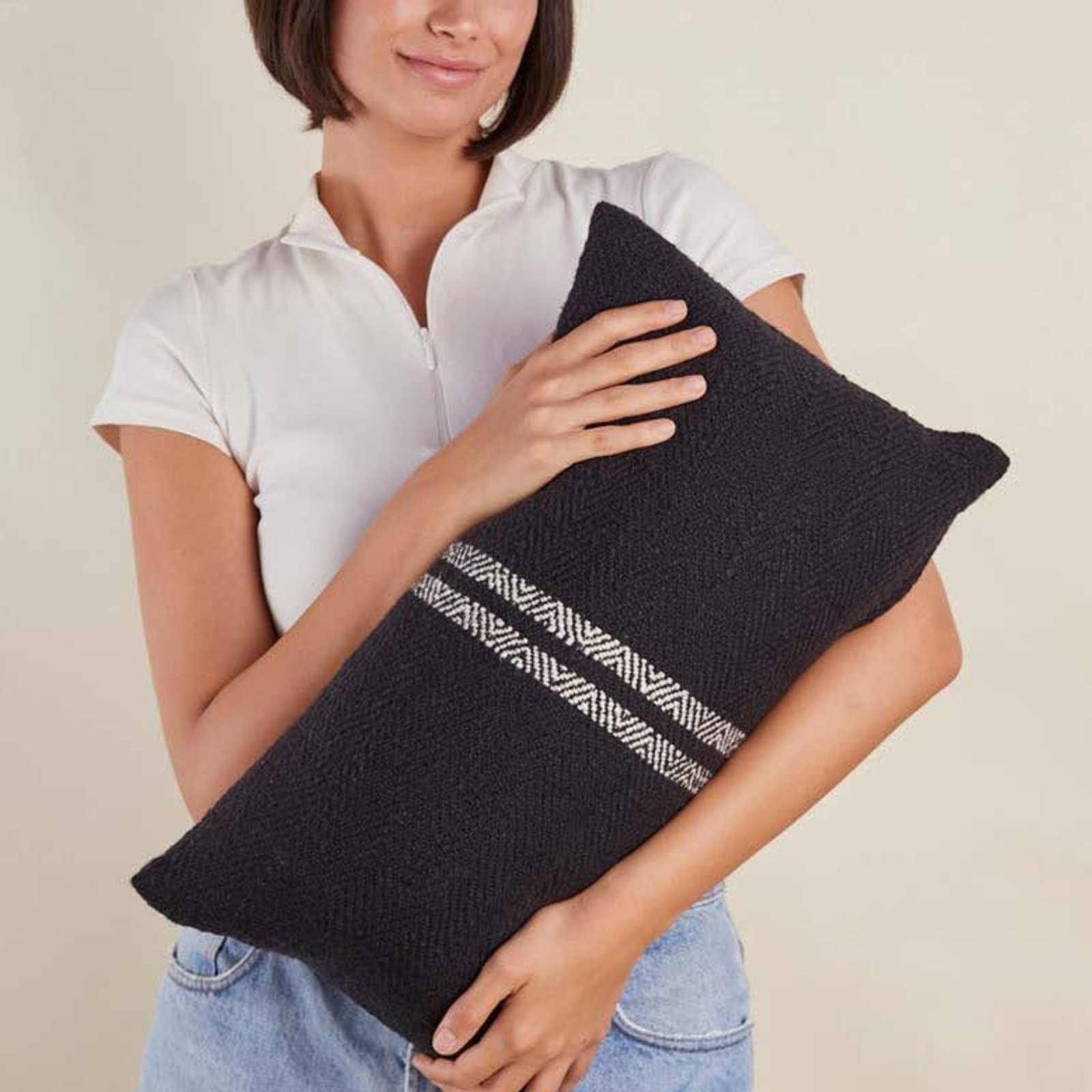 20" x 12" Cotton Pillow Cover, Black