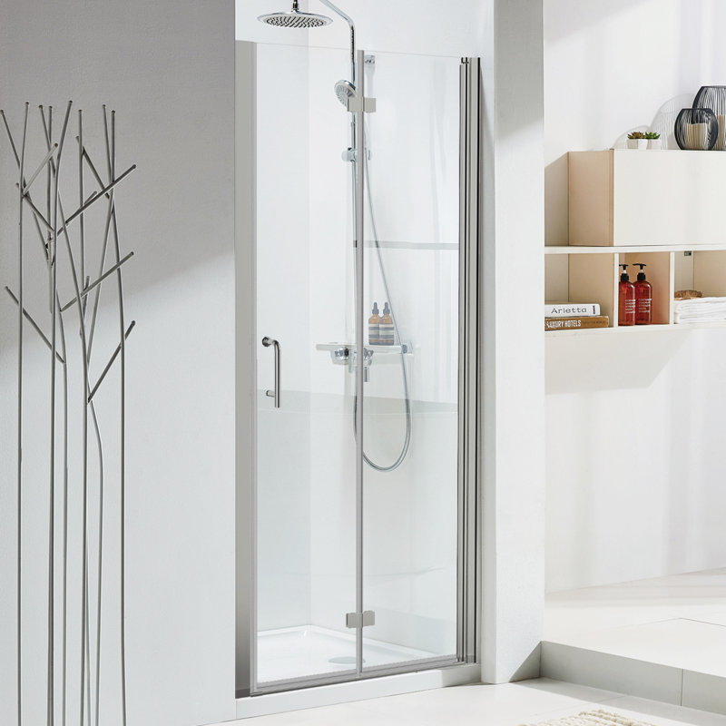 - W x 72'' H Bi-Fold Door Shower Door with, Silver, 36"  W