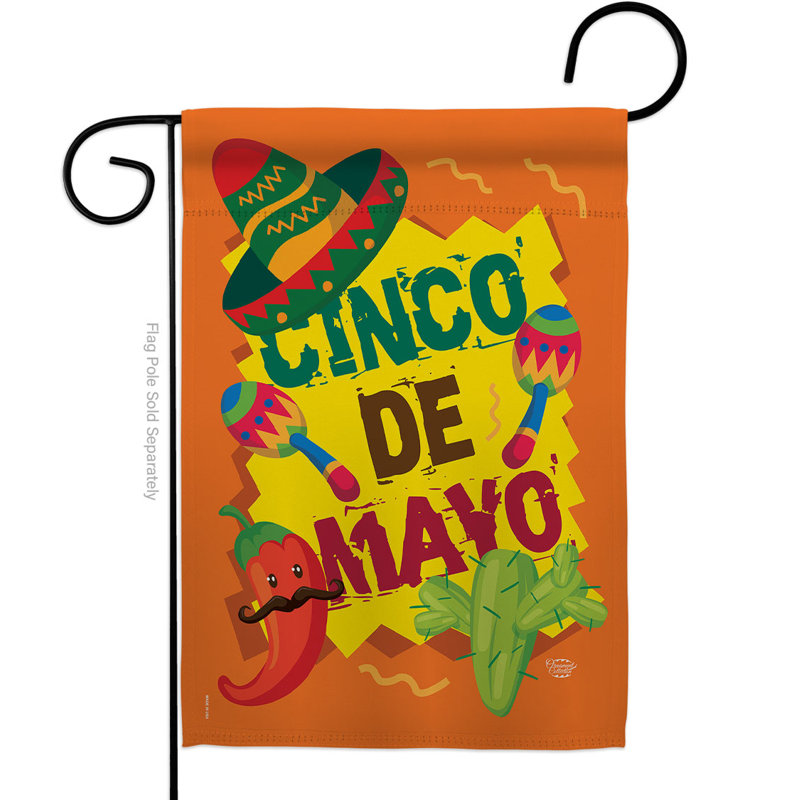 Drapeau de jardin à 2 côtés Cinco De Mayo, H 18,5 po x l 13 po