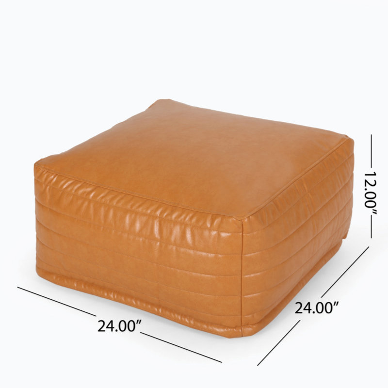 Faux Leather Classic Bean Bag, Caramel Faux Leather
