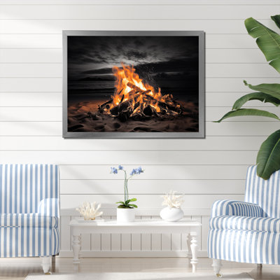 Sapin au bord de la mer au coucher du soleil III - Reproduction d'art nautique et de plage
