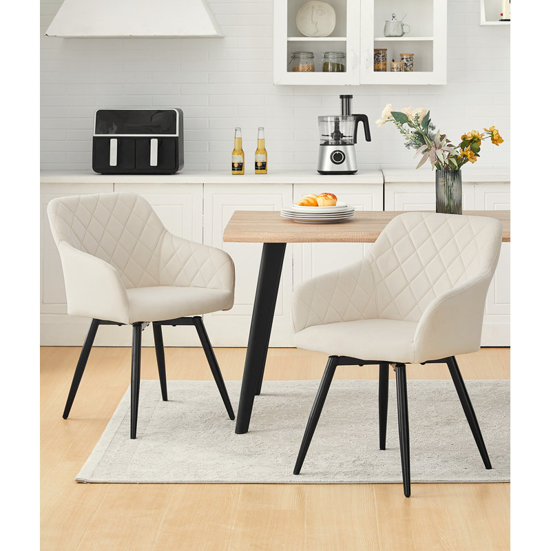 50cm H Velvet Upholstered Metal Armchair, Beige