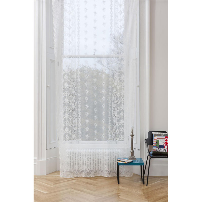 Mirabel Cotton Blend Sheer Curtain Single Panel, Ivory, 150 W x 320 D cm