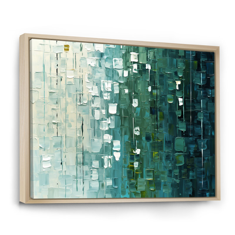 Continuation et départ rétro or et bleu sarcelle - peinture murale abstraite, H 12 po x l 20 po x P 1 po