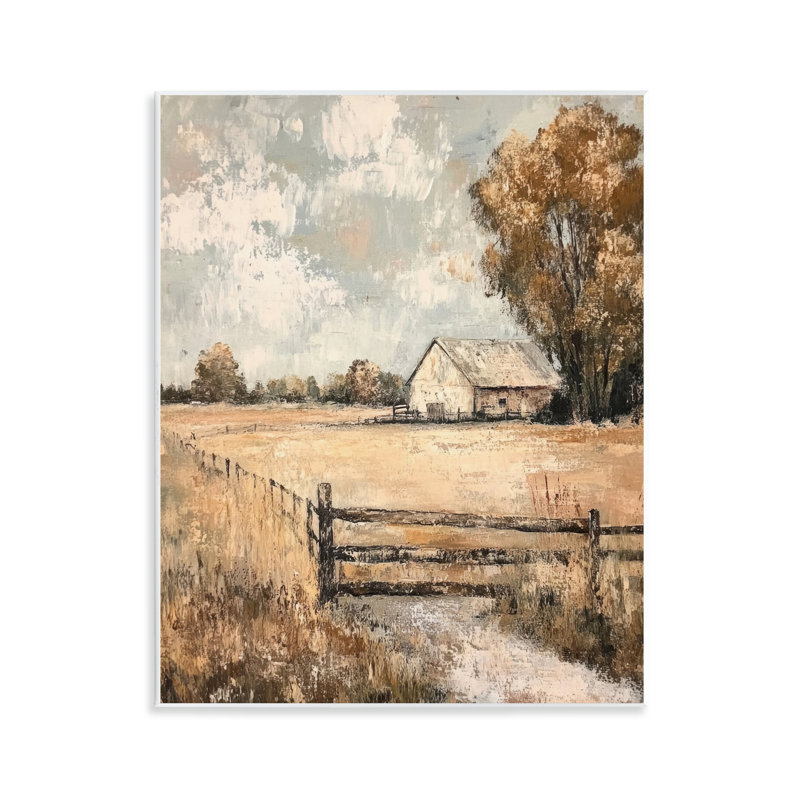 Plaque murale Fence In Farm View, design par Petal Prints Design