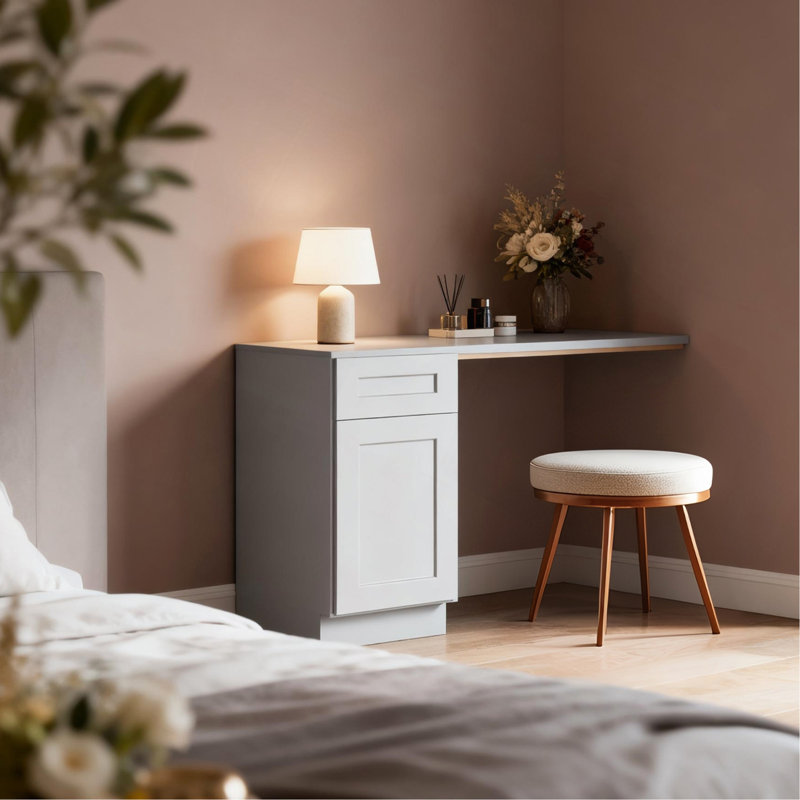 Armoire de base Shaker en bois massif à une porte, pour la cuisine, la buanderie et la salle de bain., Gris