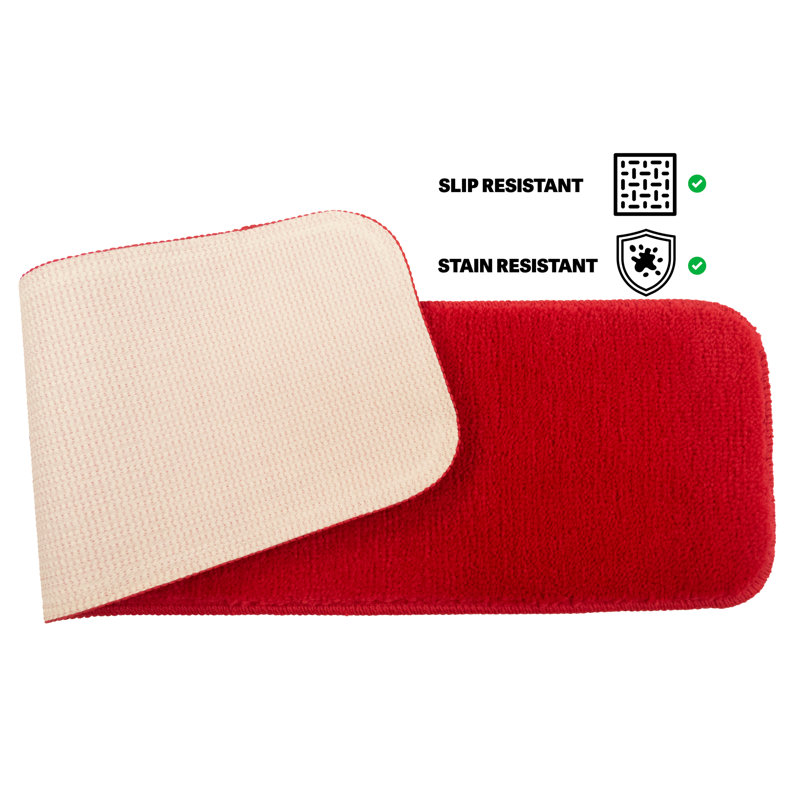 Tapis d'escalier intérieur antidérapant Comfy Collection, Rouge, Rectangle 30 po x 8,5 po, Ensemble de 13