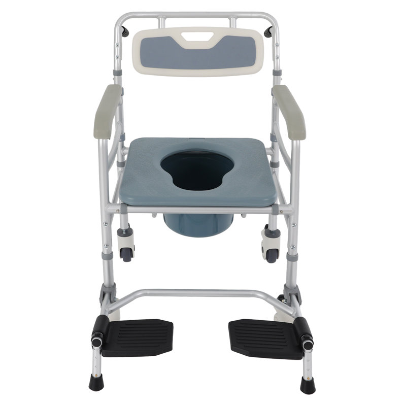 Foldable Height Adjustable Toilet Chair(Flat Seat)