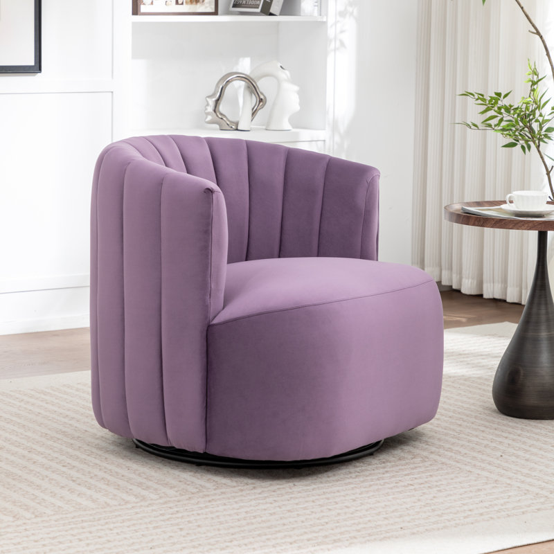 Fauteuil demi-tonneau pivotant Stanford, Mauve