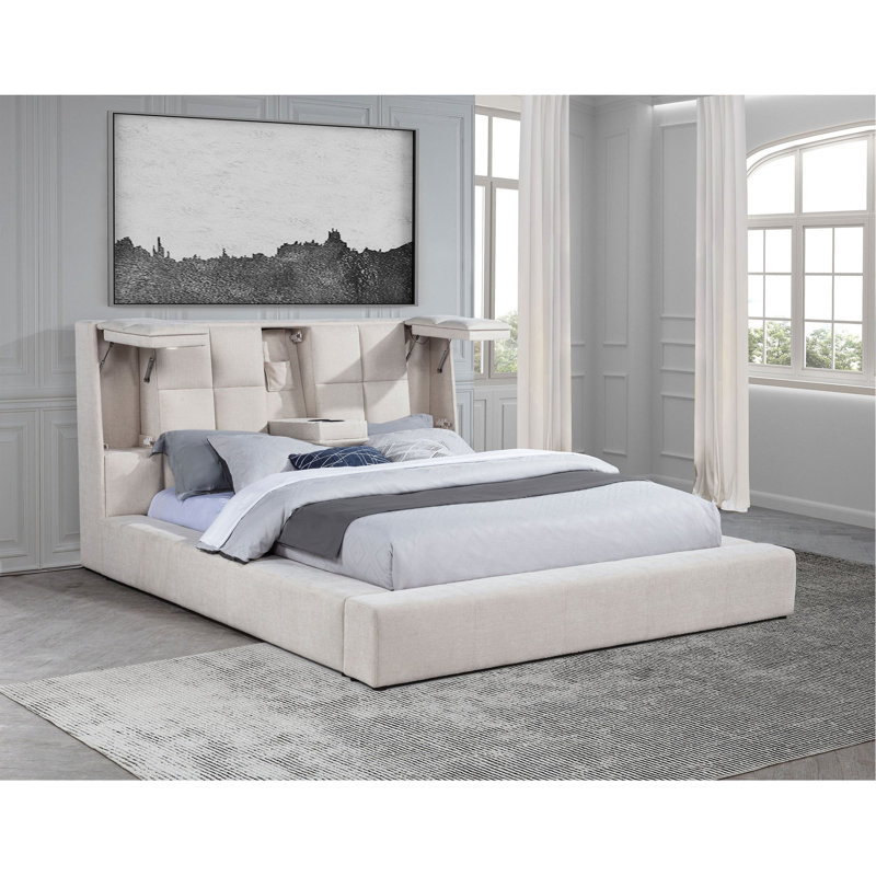 Queen Platform Bed, Cream