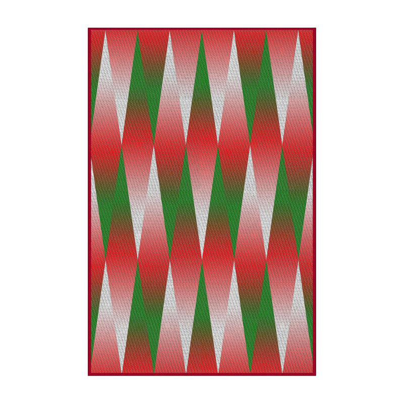 Tapis vert olive/gris à motifs, Rectangle 2 pi x 4 pi