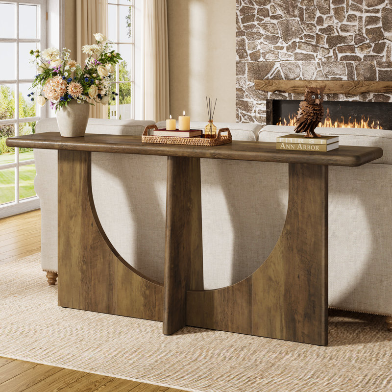 71-inch Console Table For Entryway, Farmhouse Entryway Table With Sturdy Geometric Frame For Living Room, Foyer, Entrance, Rustic Brown