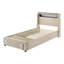 Lit plateforme tapissier avec rangement à DEL crème-1483158687