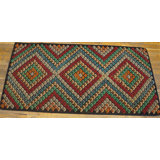 Antique Geometric Diamon Pattern Jewel Tone Color American Hooked Rug