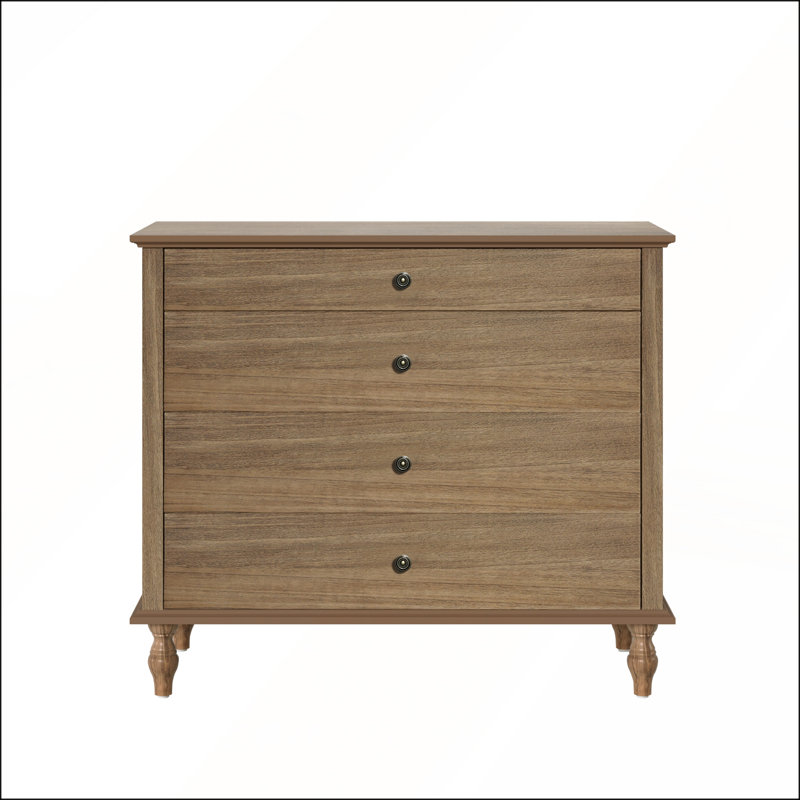 Grande commode à 4 tiroirs avec poignées en métal pour la chambre à coucher et la chambre de bébé
