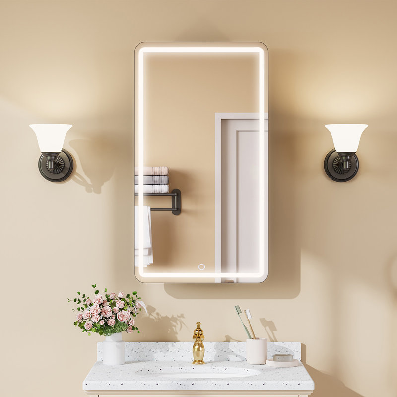 Armoire à pharmacie rectangulaire encastrée ou à surface avec rangement et miroir grossissant, miroir de meuble-lavabo à éclairage DEL, miroir de salle de bain avec tablette ajustable, armoire de toilette à miroir pour salle de bain
