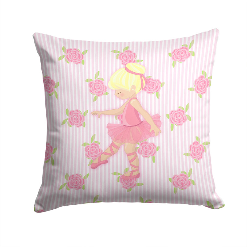 Coussin intérieur/extérieur à points ballerine head, 14 po x 14 po, Rose / Jaune