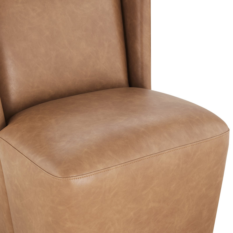 Chaise d'appoint rembourrée Ardeth, Cuir végétalien cognac Copley Performance, H 33 po x l 23,23 po x P 26 po