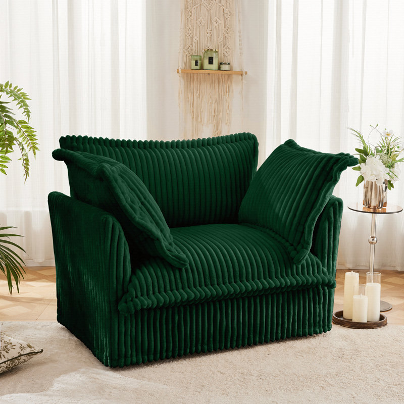 Fauteuil à housse avec 1 grand coussin de dossier et 2 grands coussins décoratifs, 1 siège profond et 1 canapé confortable
