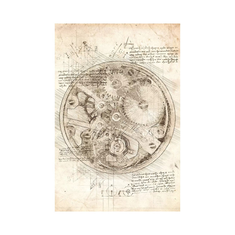 Horloge, mouvement de montre par Cornélin - impression sur toile tendue, H 12 po x l 8 po x P 0,75 po