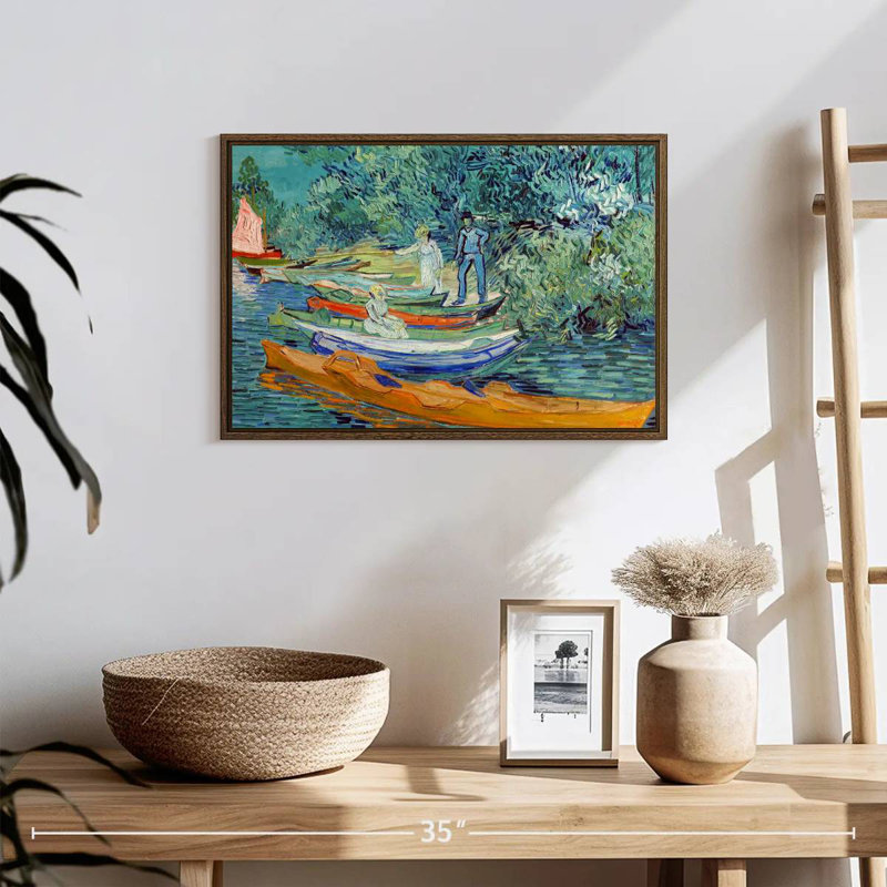 Rive de l'Oise à Auvers, Cadre flottant blanc, 13 po x 9 po