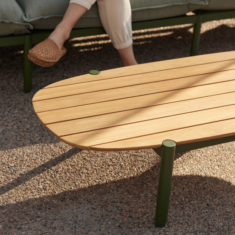 Oval Teak Outdoor Coffee Table, Putty