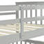 Lit superposé simple au-dessus de double en bois gris, équipé et doté de caractéristiques, construction en pin robuste, peut être divisé en deux pour plus de commodité, pas de sommier nécessaire, rampe supérieure - protection de la longueur, bas