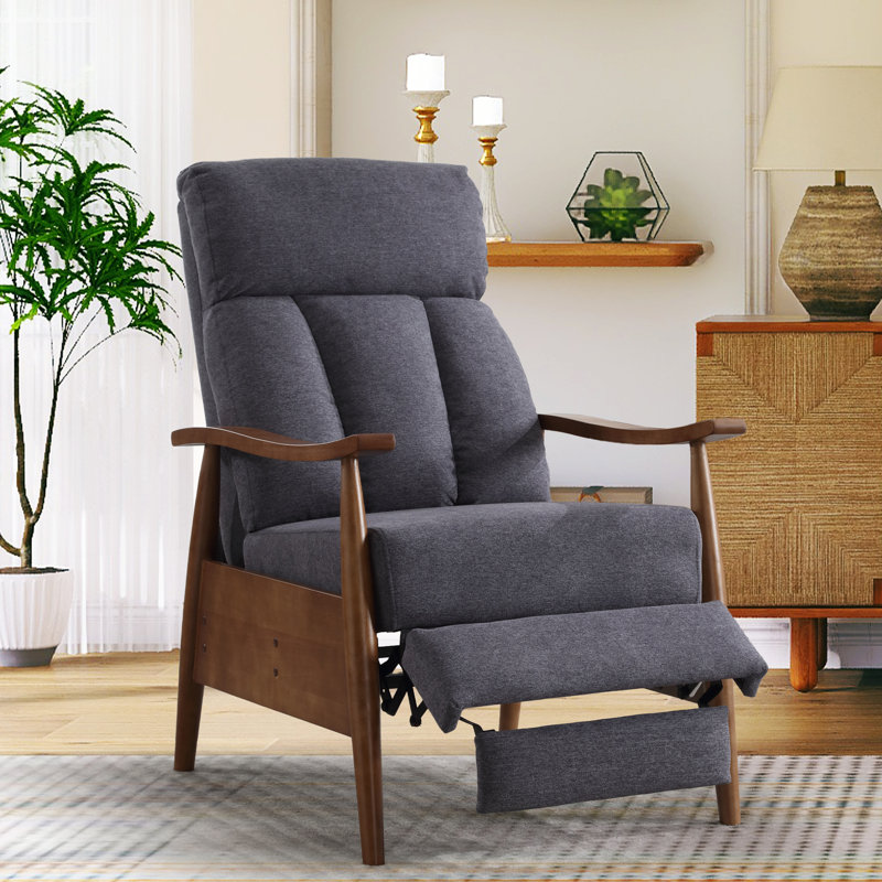 Bamber Upholstered Recliner, Dark Gray Linen