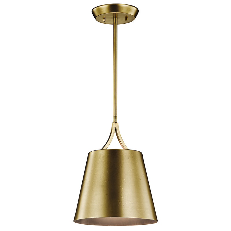 Natural Brass Mini Pendant with Satin Etched Glass Shade