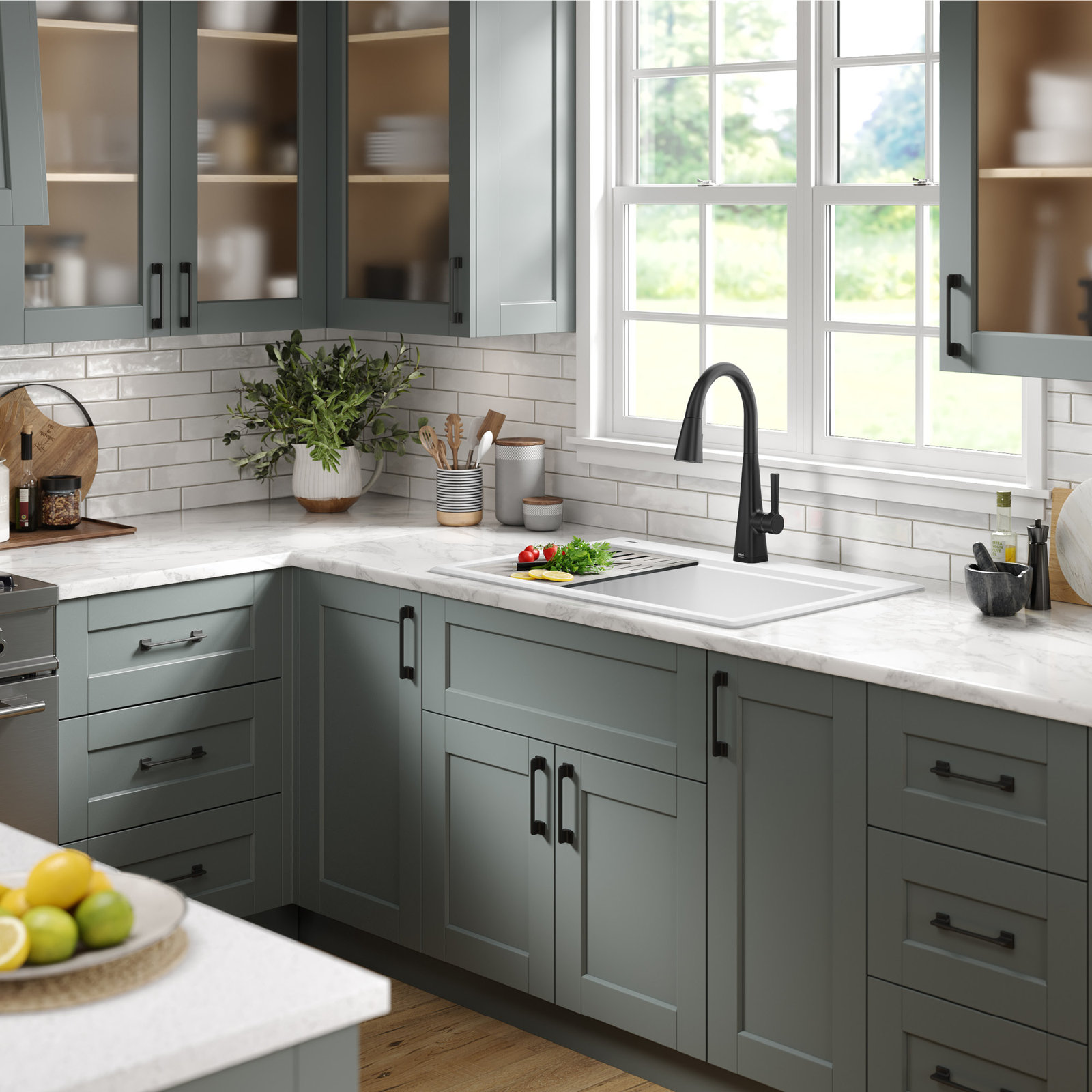 Everest™ 30" Granite Composite Workstation Sink, White