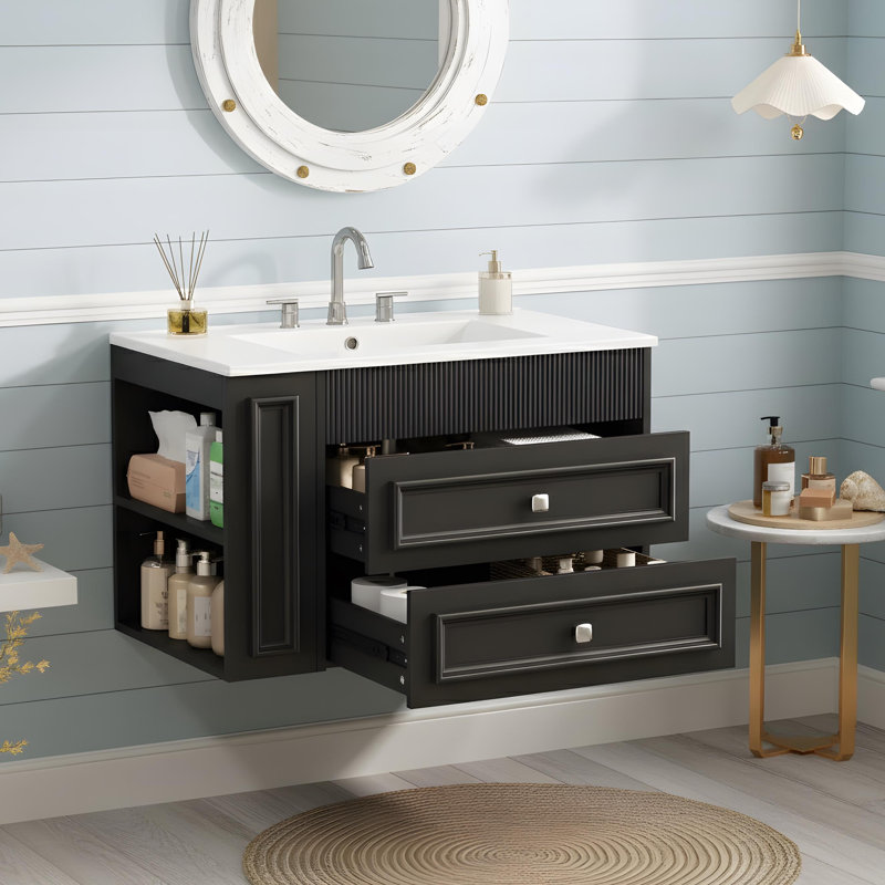 Meuble-lavabo mural, Noir