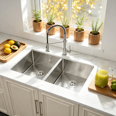 33" L x 19" W Dark Gray Stainless Steel Undermount Kitchen Sink with Drain Assembly