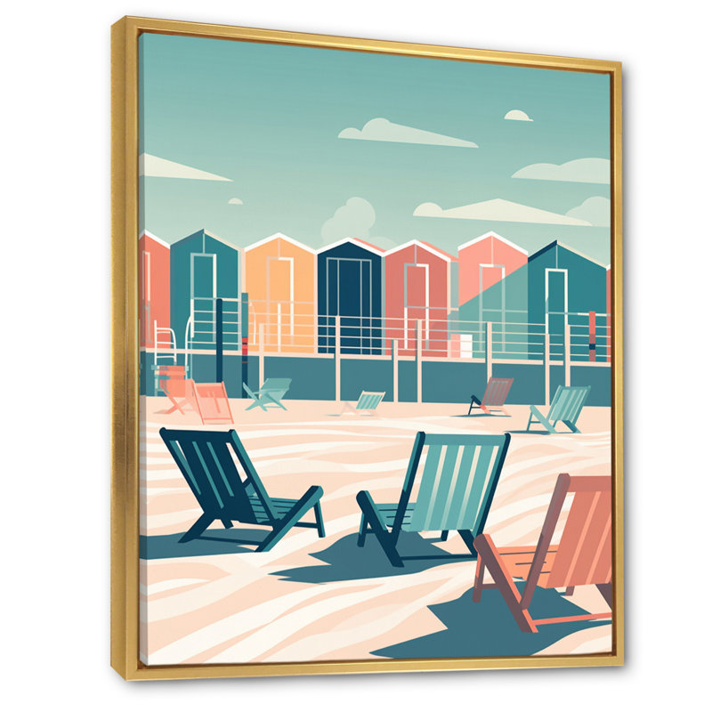 Beachside Rest V sur toile, H 32 po x l 16 po x P 1 po, Cadre flottant doré