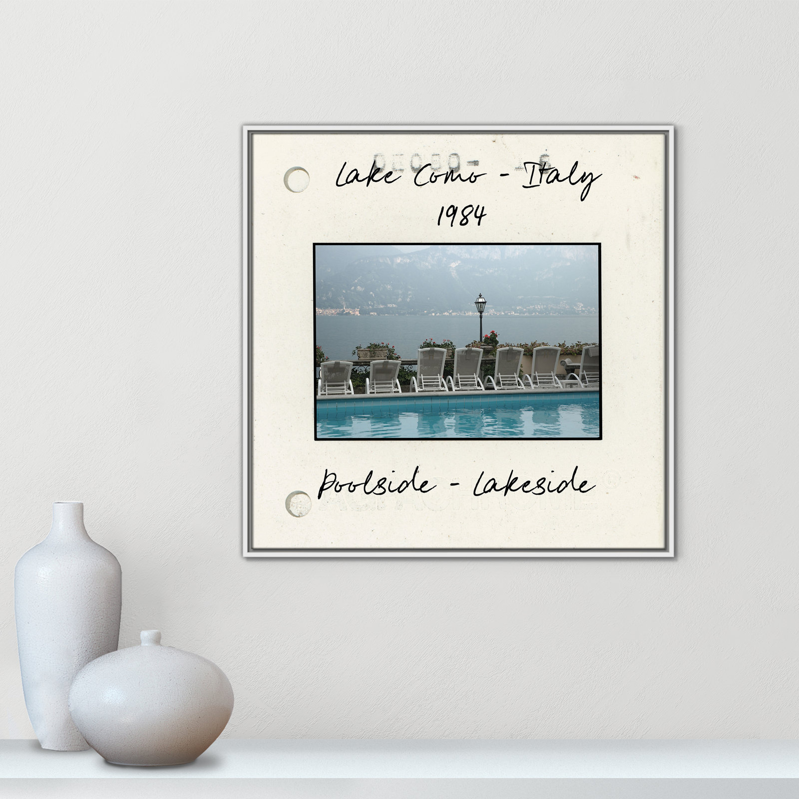 Travel Slide Collection "Lake Como, Italy" Print, White Floater Framed Canvas, 31.5" H x 31.5" W x 2" D