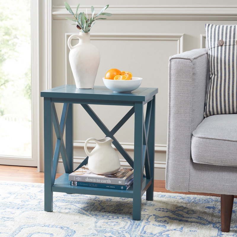 Sadie Solid Wood End Table, Teal