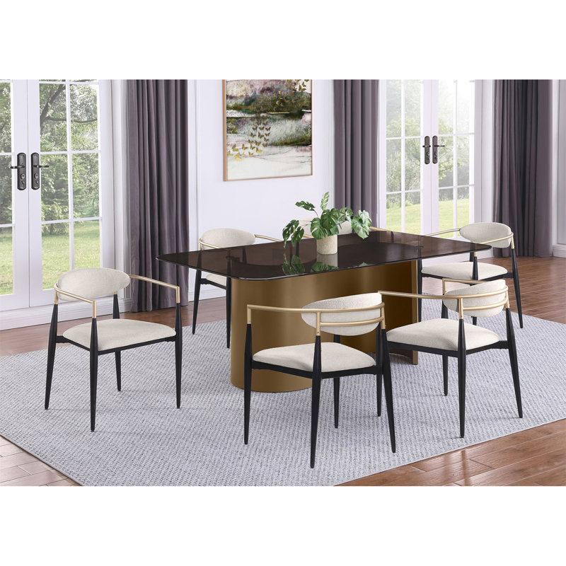 Chaise de salle à manger rembourrée en tissu beige Mistra (ensemble de 2), Beige