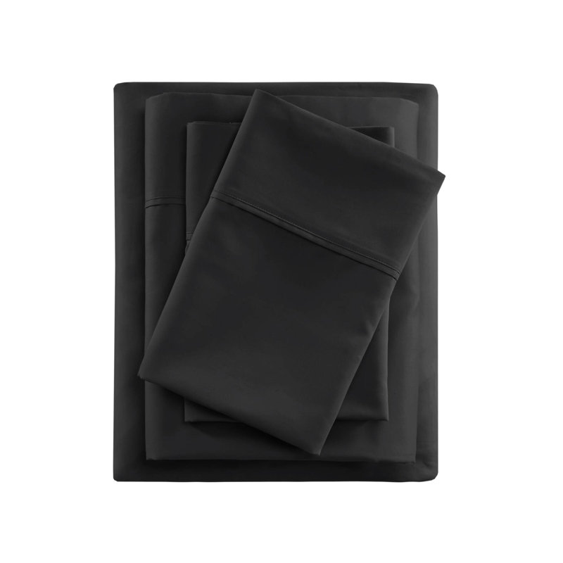 Draps en mélange de coton très grand format rafraîchissant - contexture de 600 fils, reste au sec et confortable, tissage avec finition, drap-housse respirant - délavage, tissage, 2 taies d'oreiller