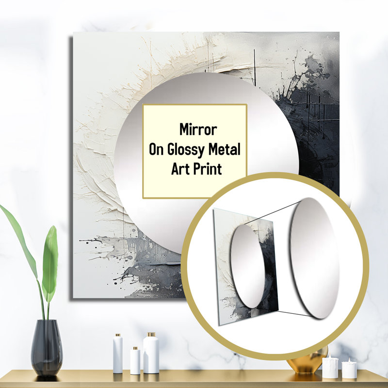 Contraste Harmony I - Grand miroir mural carré abstrait pour chambre à coucher, 29 po x 29 po