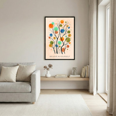 «Believe In Yourself», arbre abstrait, aquarelle sur toile tendue, reproduction d'art sur toile, ensemble de 1