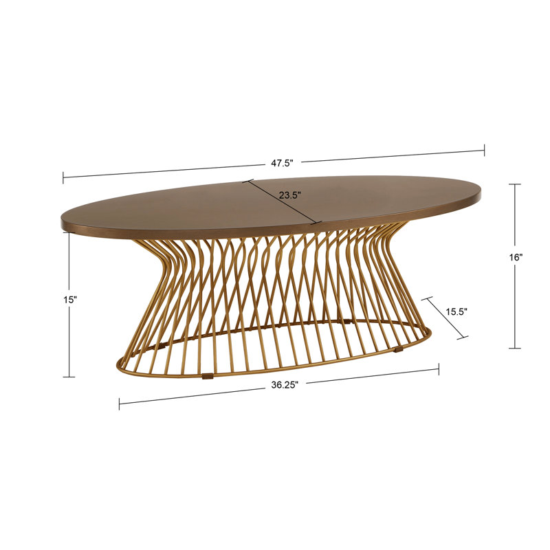 Table basse de style Mid-Century, structure en métal bronze antique, plateau en bois massif, base à outils nécessaire et apparence, requis, fourni