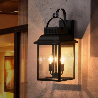 19.75"h Traditional Outdoor Wall Sconce Black