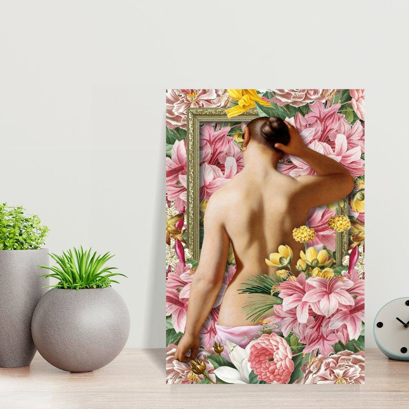 Woman Among Blooms Classic Elegant Romantic Nature Flower Wall Art Print 1 Piece Wrapped Canvas Wall Art